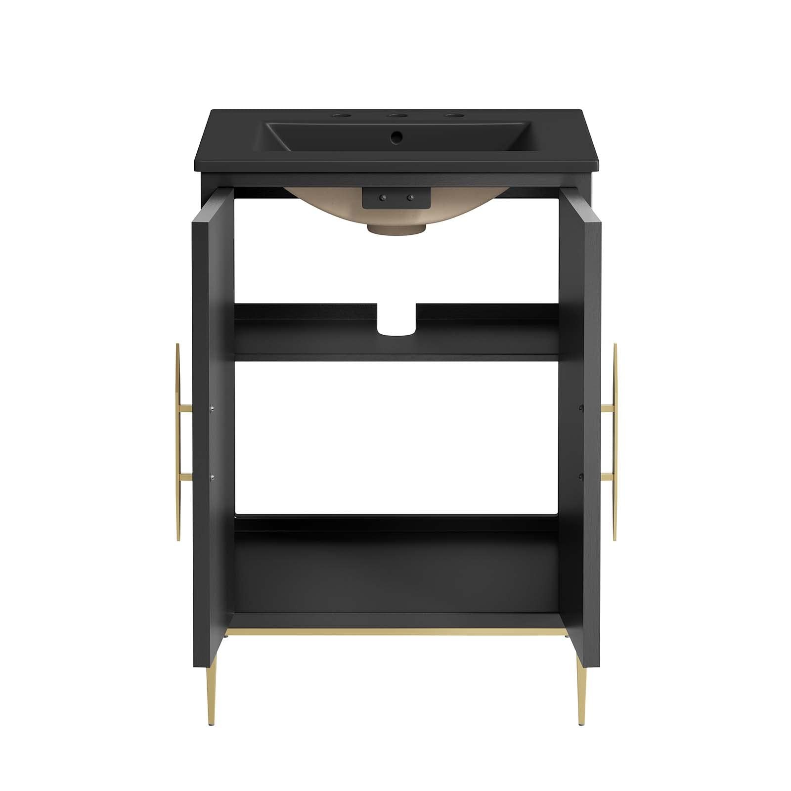 Modway Awaken 24″ Solid Wood and MDF Bathroom Vanity in Black