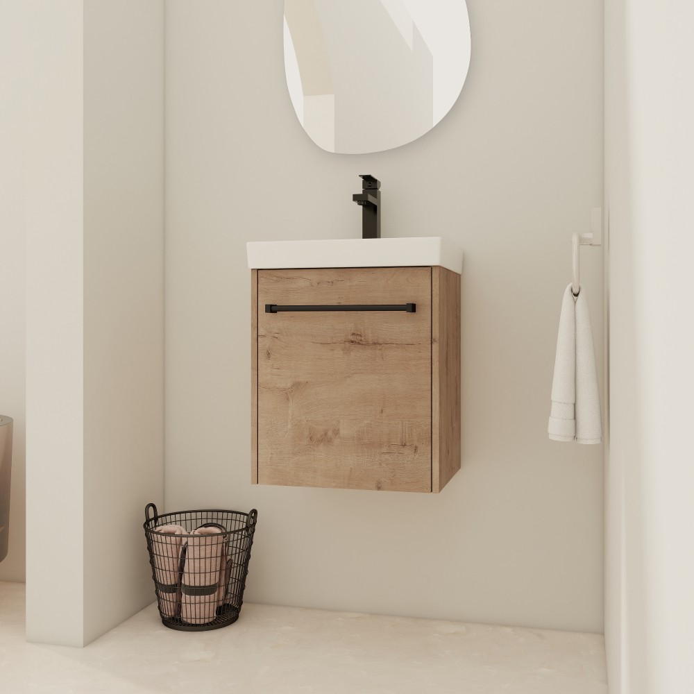 Floating Wall Mounted Bathroom Vanity W Ceramic Sink Soft Close Cabinet Door