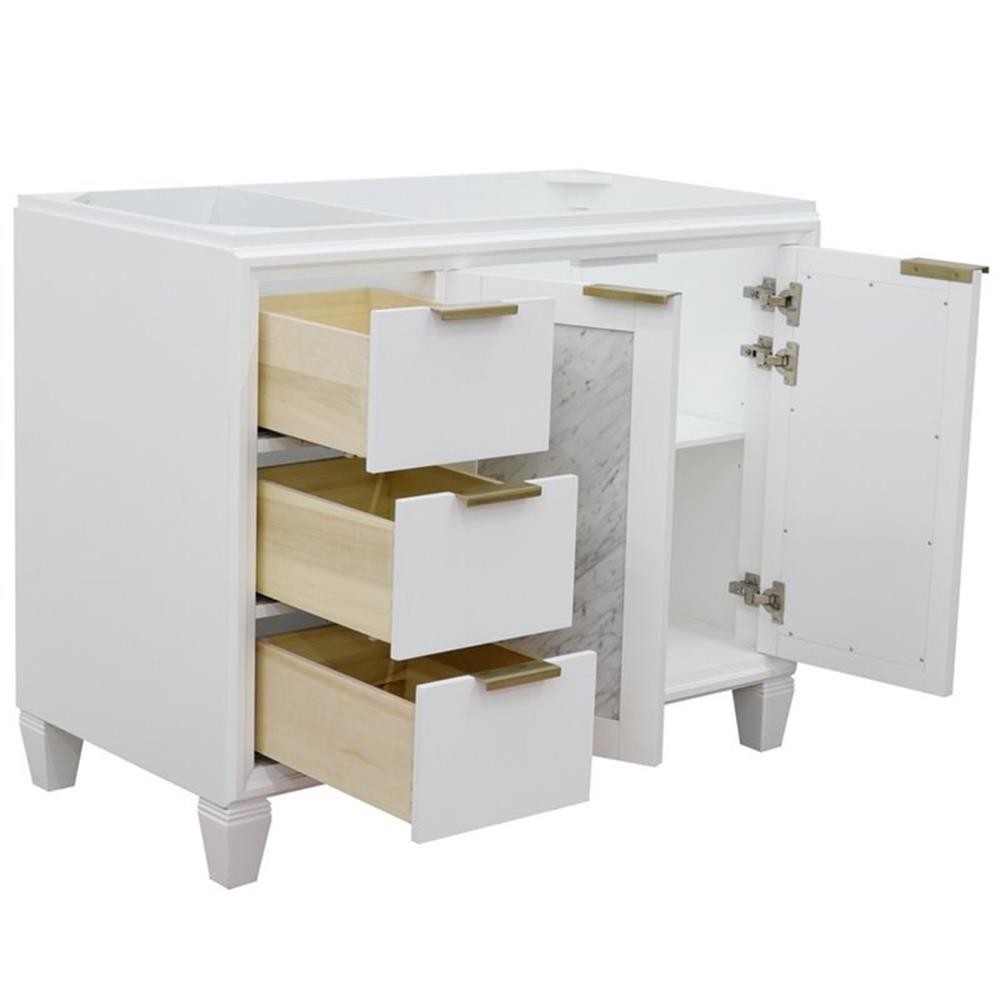 Pemberly Row 42″ Single Sink Solid Wood Vanity with Right Door in White