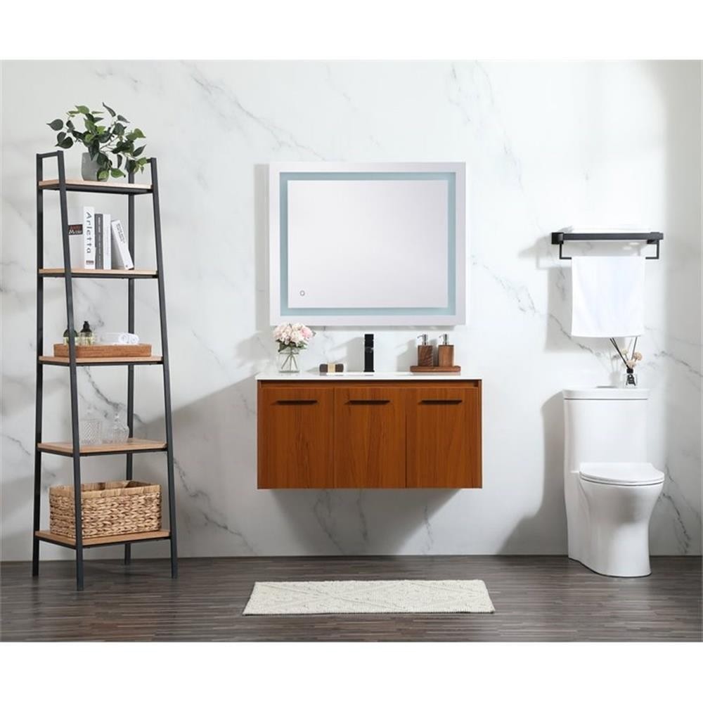 Elegant Decor Penn 40″ Aluminum Alloy MDF Single Bathroom Vanity in Teak