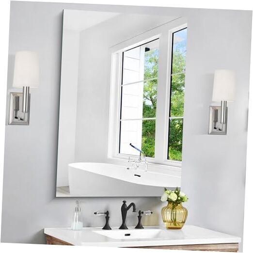 Mirror, 24×36 Mirrors for Wall, Rectangle Bathroom 36″L x 24″W Frameless
