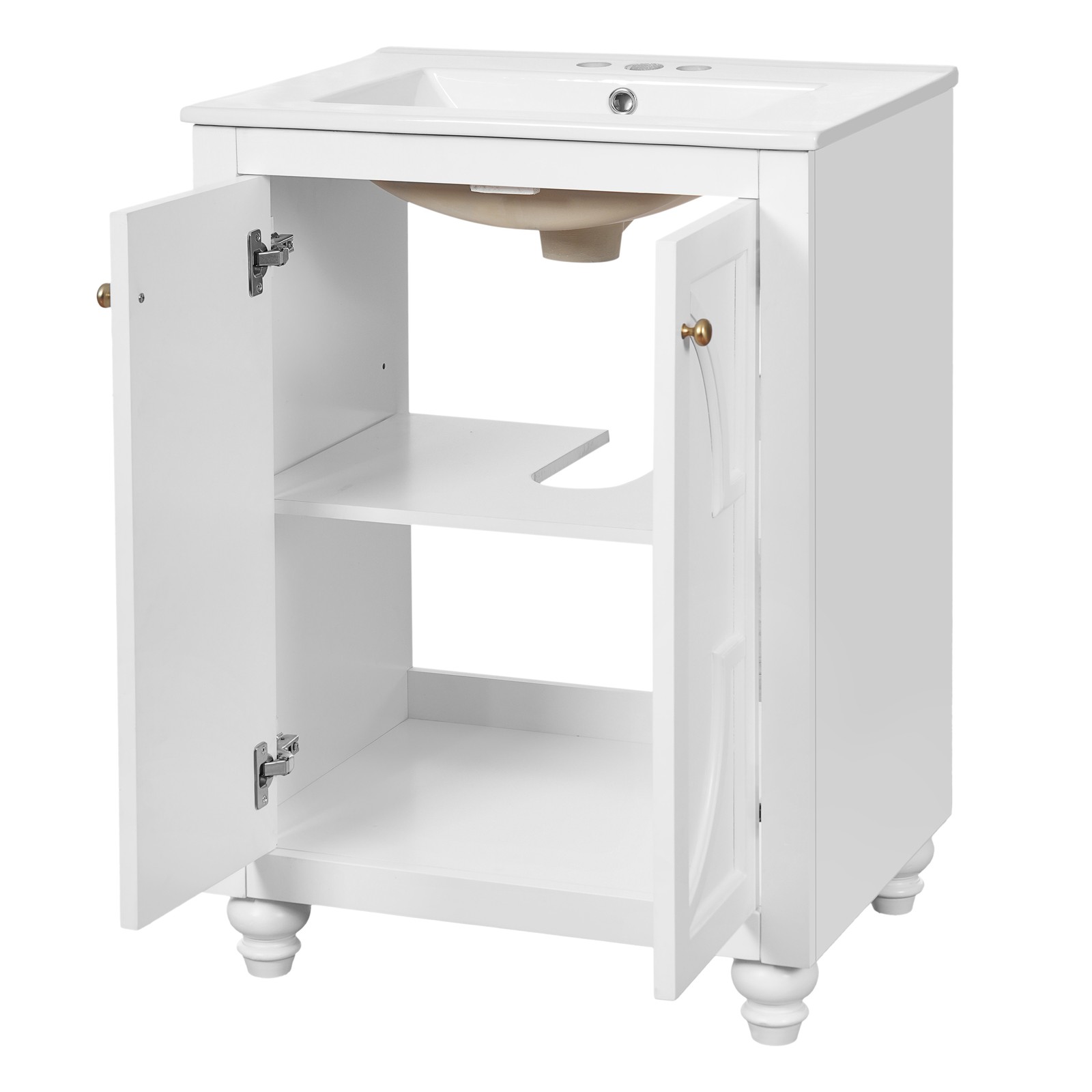24″ Modern Bathroom Vanity with Elliptical Motif & Soft-Close Hinges