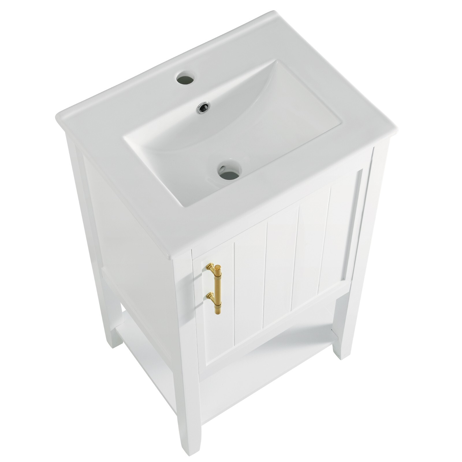 20″ Bathroom Vanity with Sink Door Open Shelf Rack Freestanding Storage Cabinet