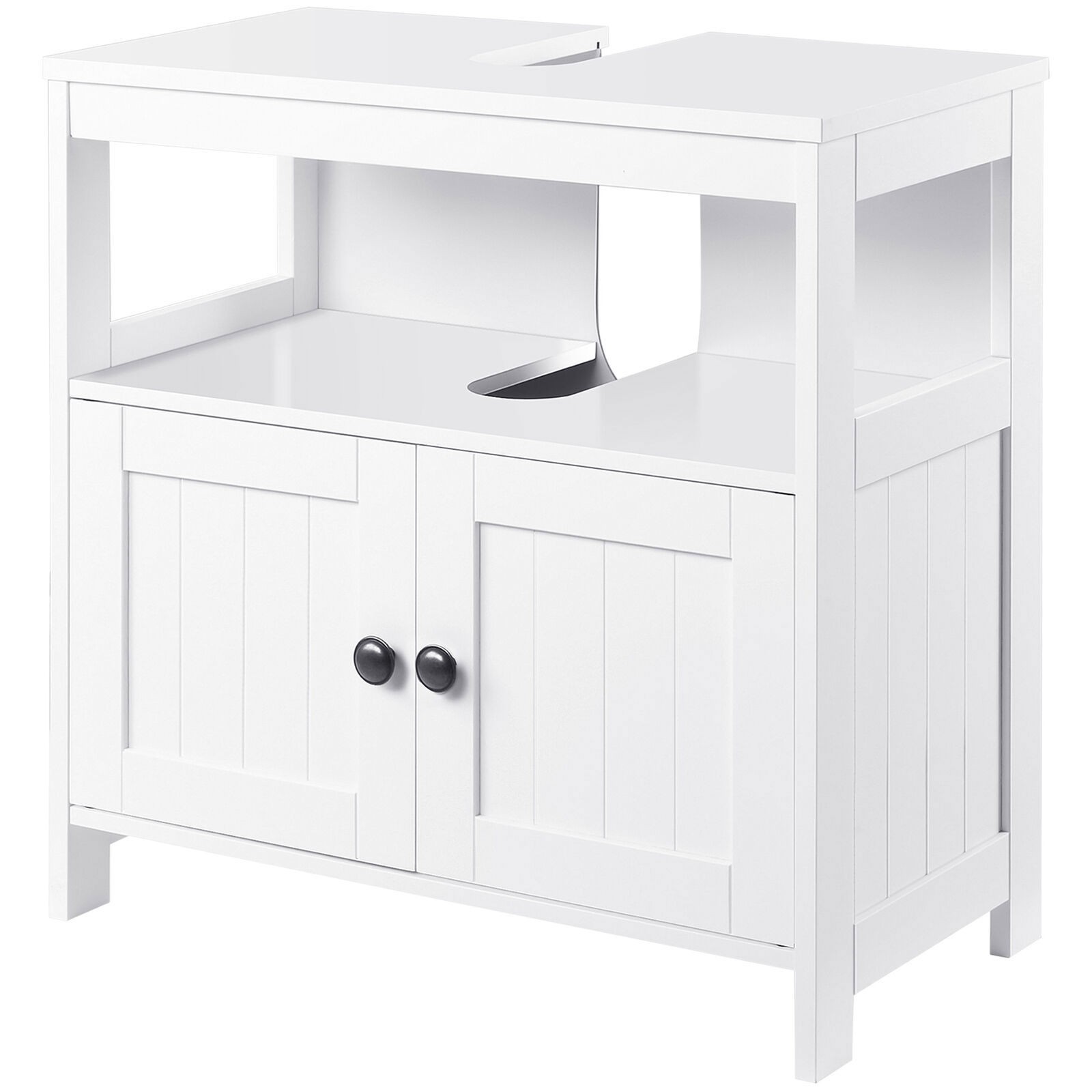 Pedestal Under Sink Cabinet w/ Doors, Bathroom Storage Organizer Unit, White