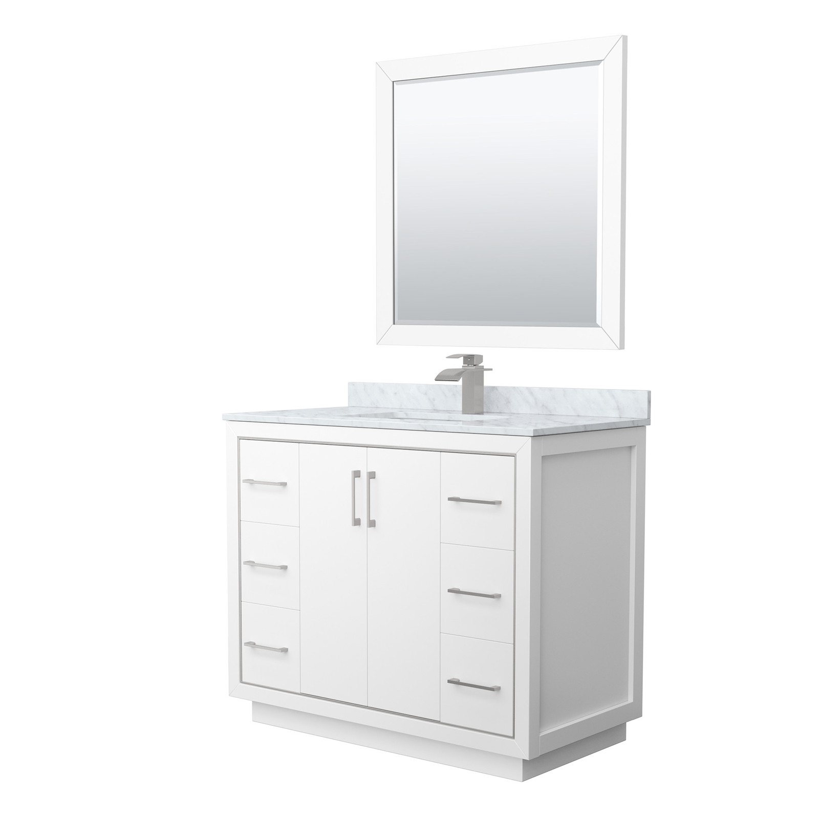 Wyndham Collection WCF1111-42S-NAT-M34 Icon 42″ – White / Brushed Nickel
