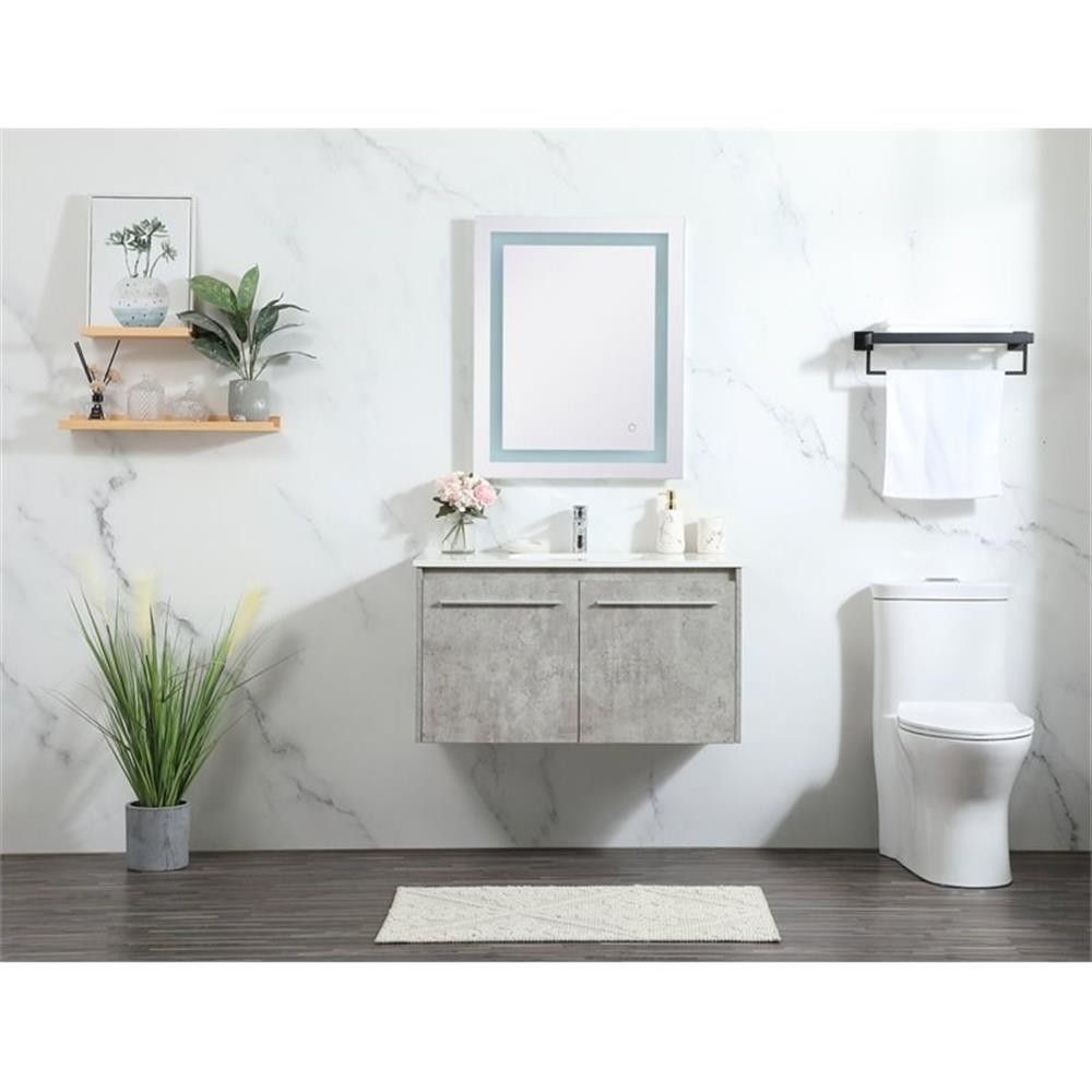 Elegant Decor Penn 36″ Aluminum Alloy MDF Single Bathroom Vanity in Gray
