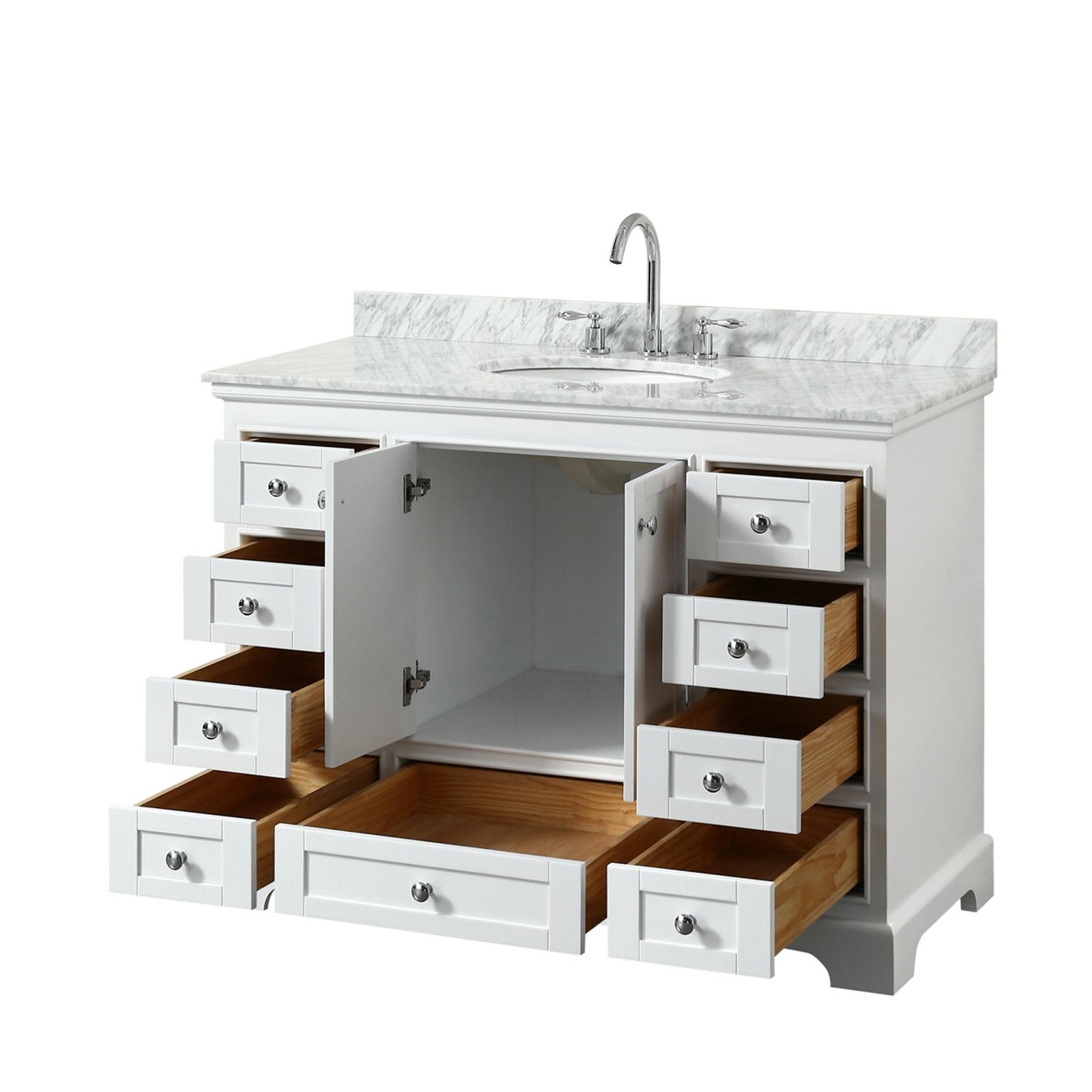 Wyndham Collection WCS202048SCMUNOMXX Deborah 48″ – White / White Carrara Marble