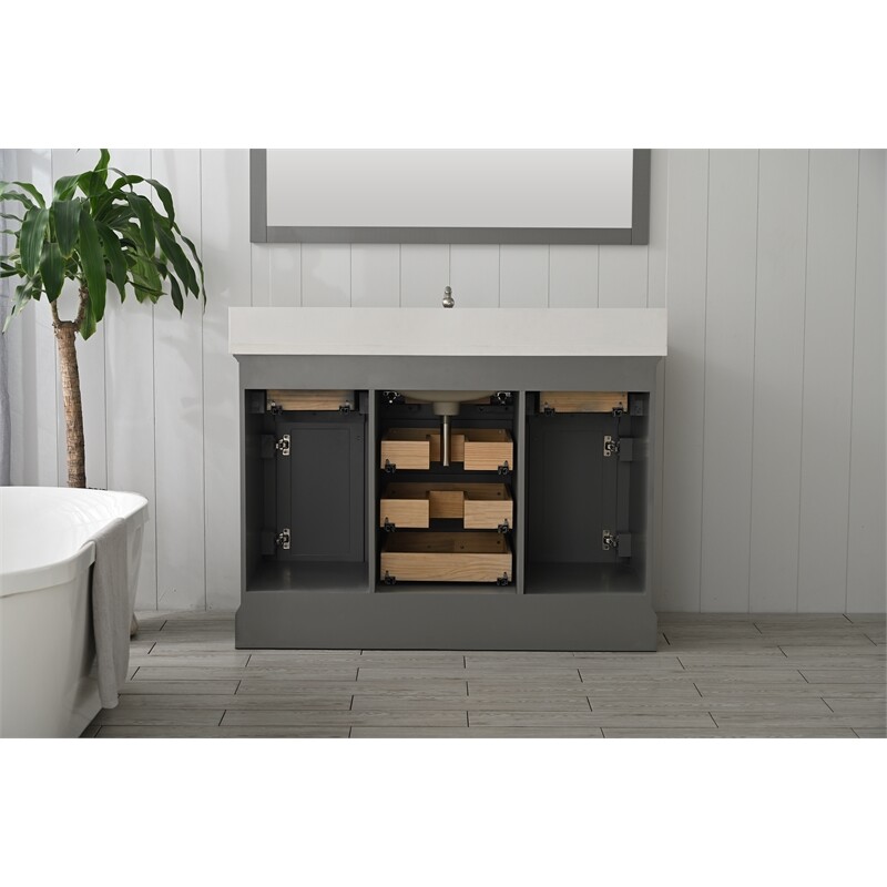 Design Element Milano 48″ Solid Birch Hardwood Single Vanity in Grey