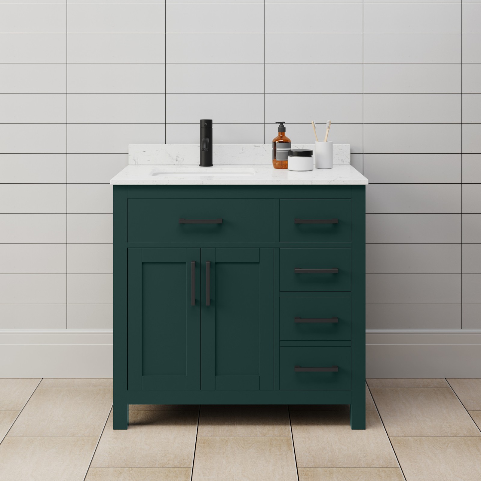 Wyndham Collection WCG242436S-UNSMXX Beckett 36″ – Green / Carrara Cultured