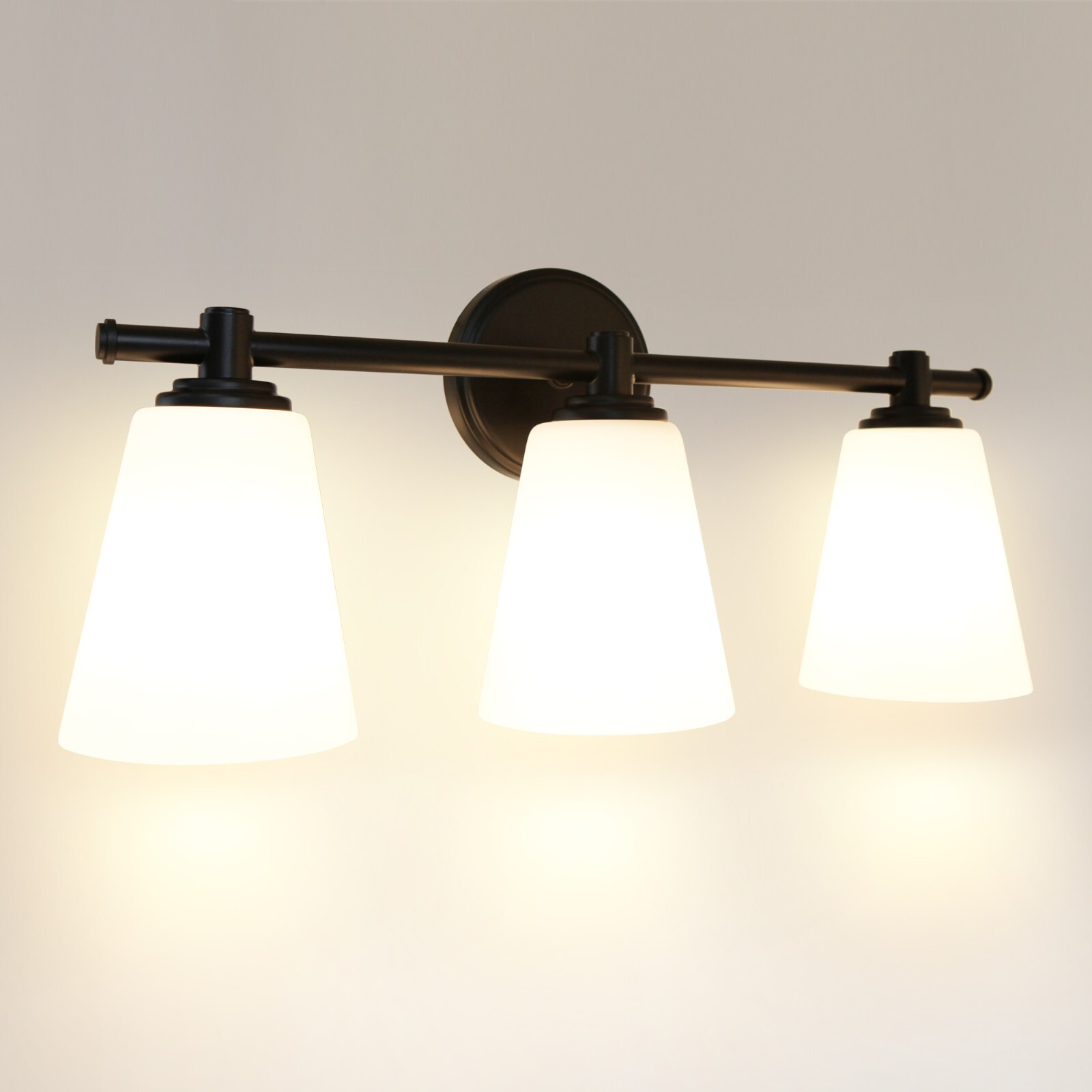 Lucere modern Vanity Wall Sconce LED 3-Light Bathroom Opal Glass shade fixtures