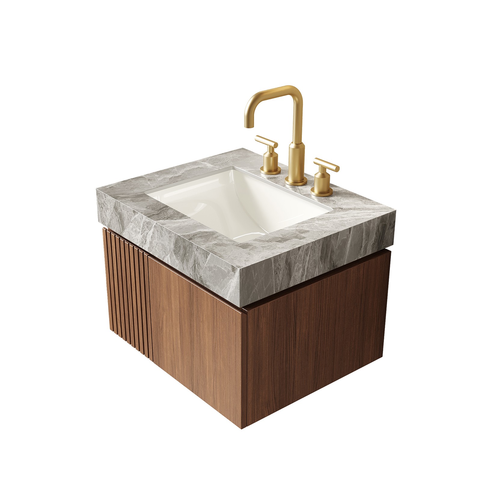 24″ Light Gray Sintered Stone Vanity Top with Undermount Ceramic Basin