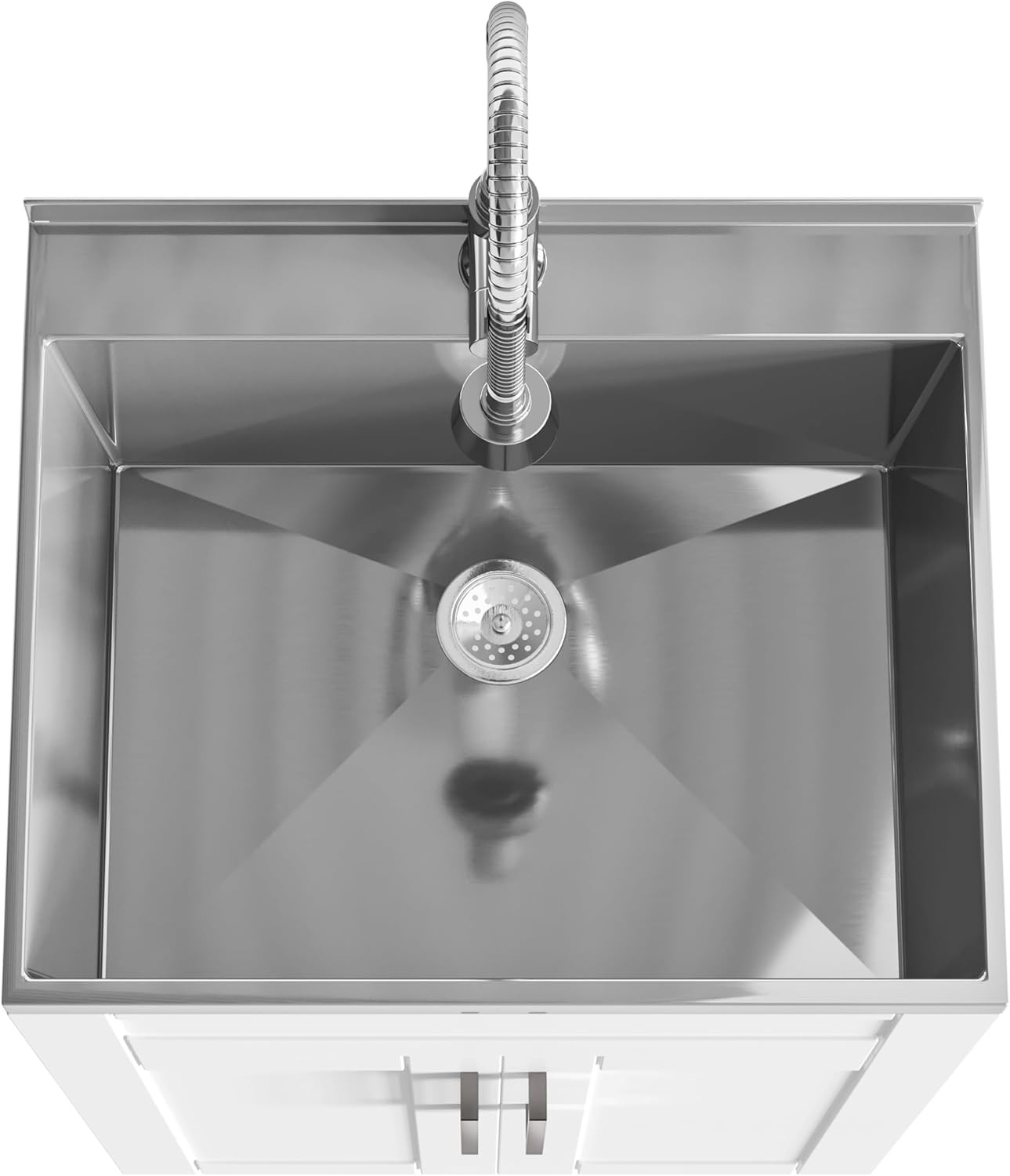 Hennessy All-In-One 24 Inch Wide Utility Sink and Laundry Cabinet in Pure White