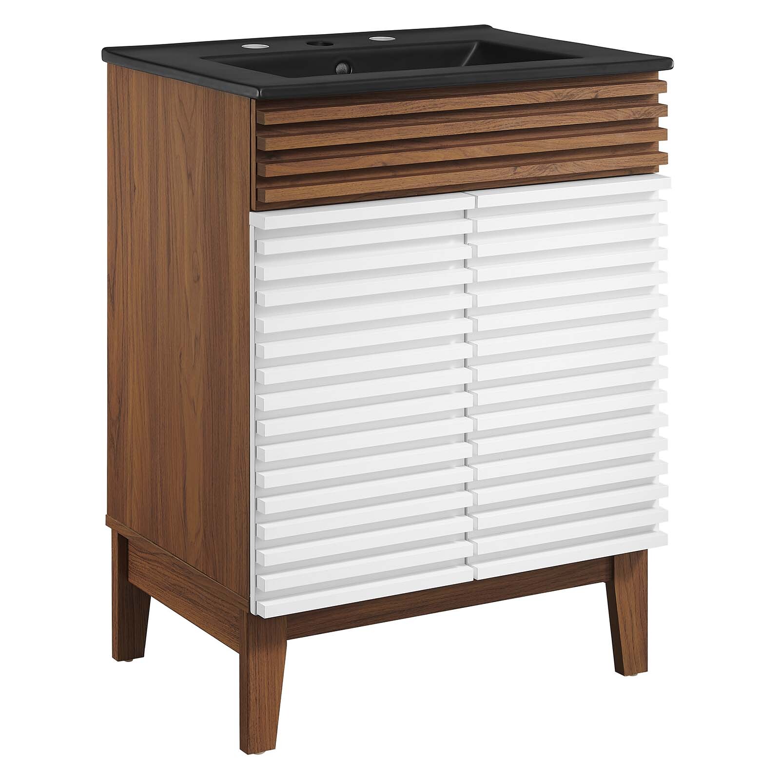 Modway Render 24″ Bathroom Vanity With Sink in White Walnut Black