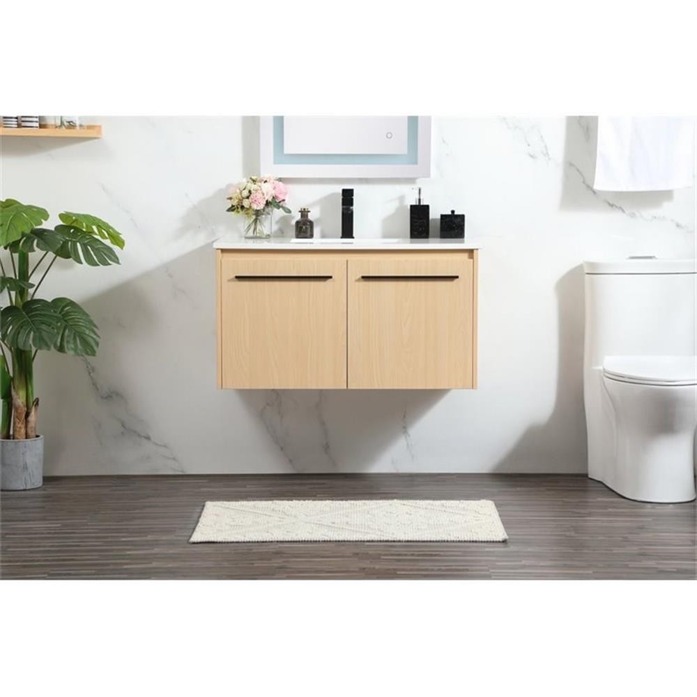 Elegant Decor Penn 36″ Aluminum Alloy MDF Single Bathroom Vanity in Maple