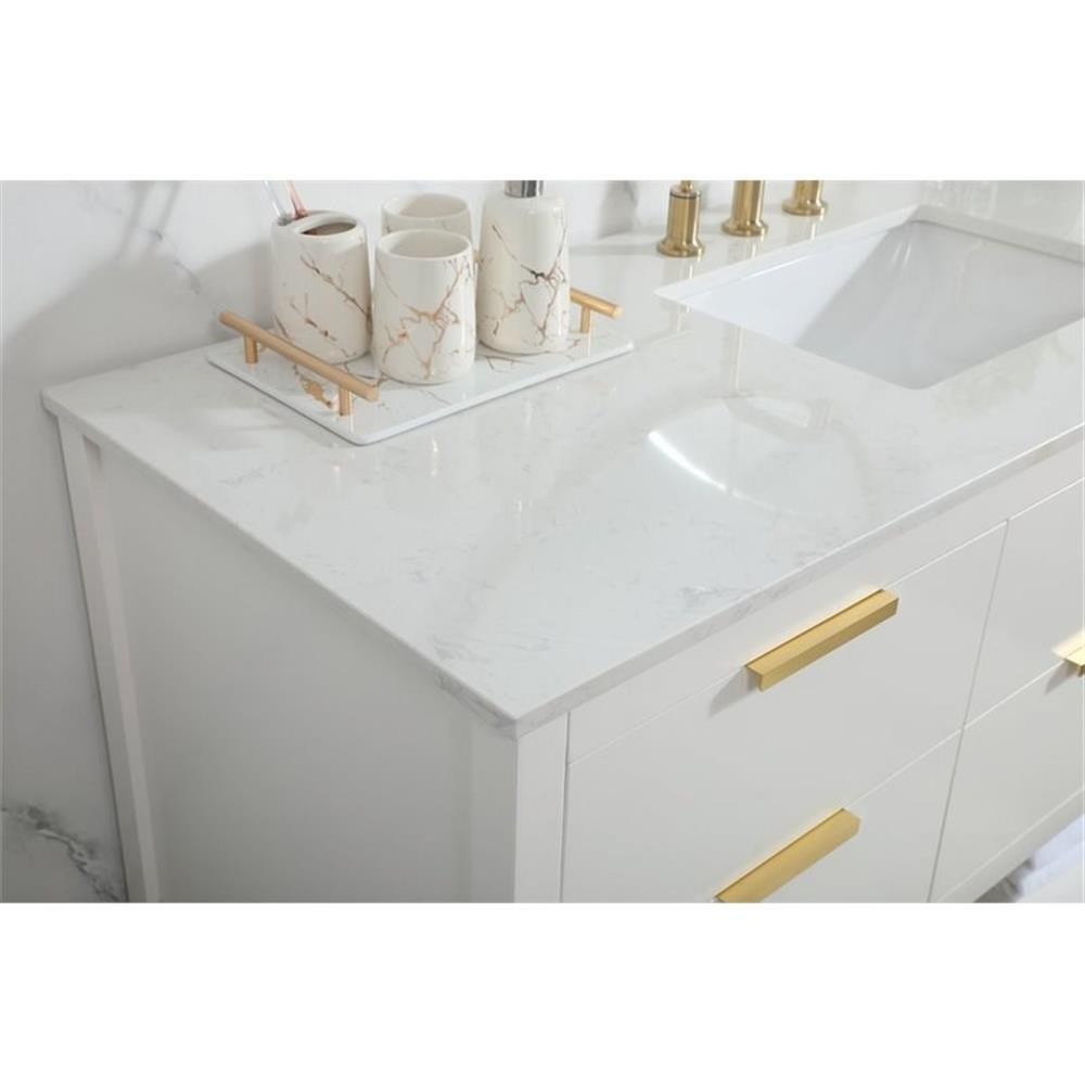 Elegant Decor Larkin 60″ Solid Wood MDF Single Bathroom Vanity in White Finish