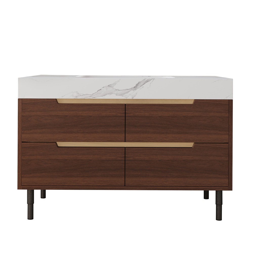 35.4″ Wall Mounted Bathroom Vanity w/Sink, 4 Drawers,Freestanding Vanity Cabinet