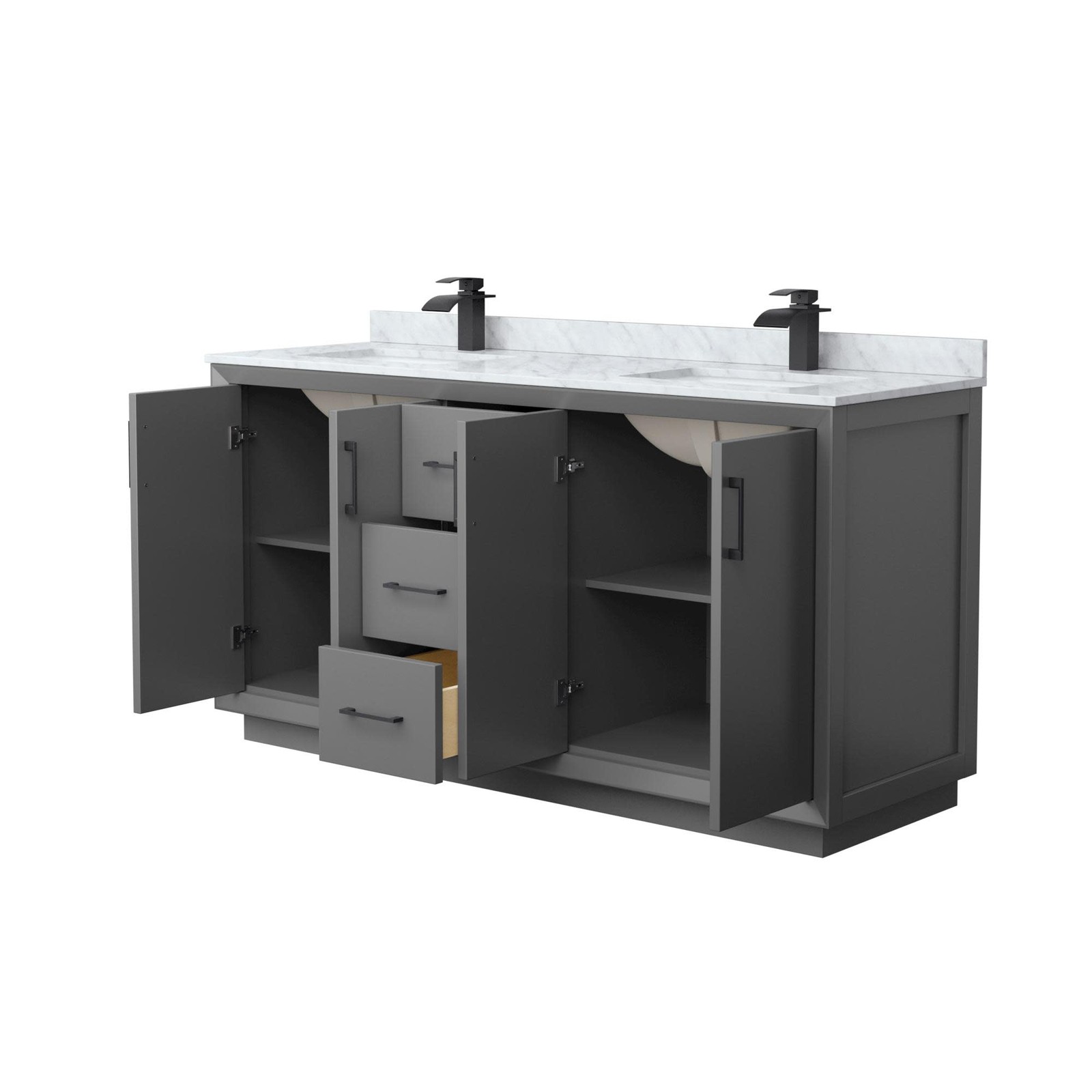 Wyndham Collection WCF414166D-NAT-UNSMXX Strada 66″ – Dark Gray / Matte Black