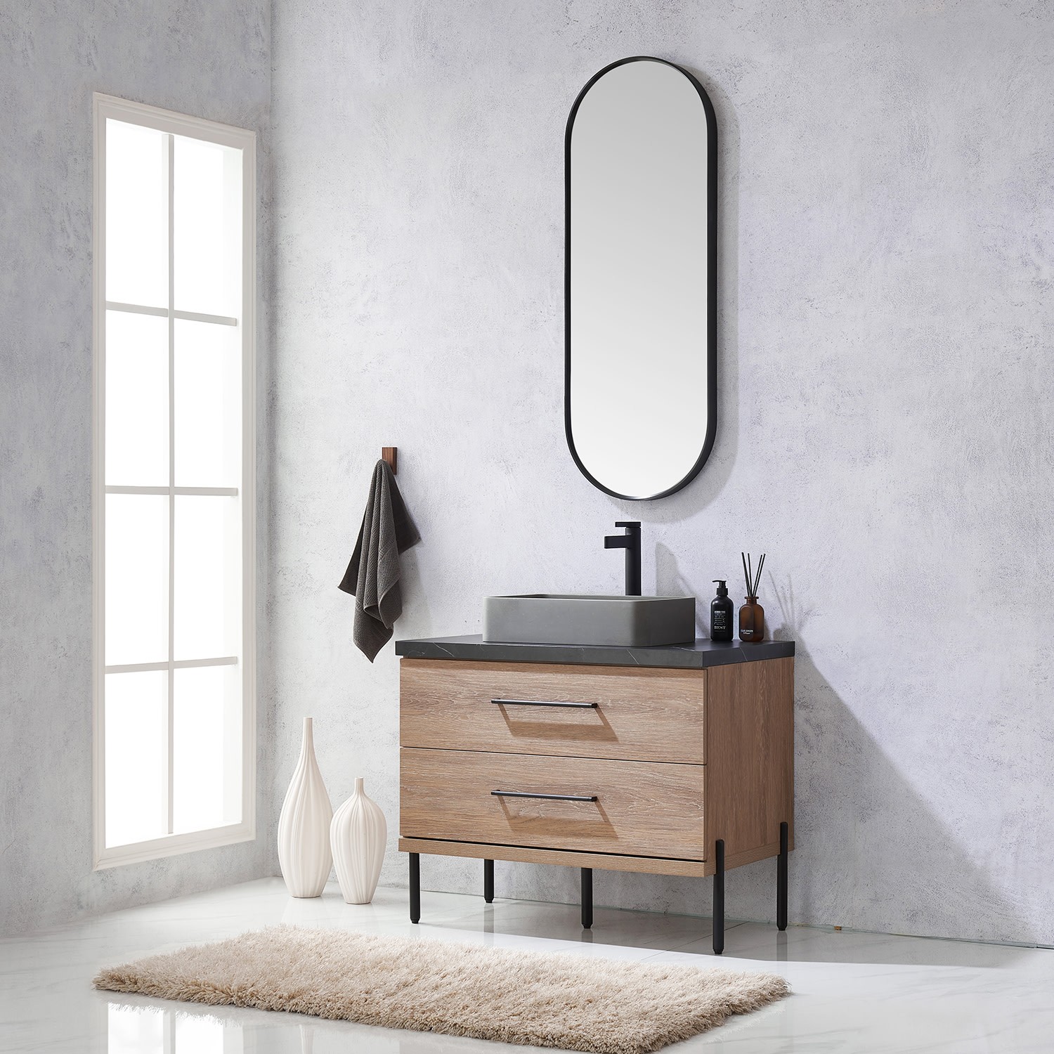 Miseno MV-705136S Trento 36″ – North American Oak / Black