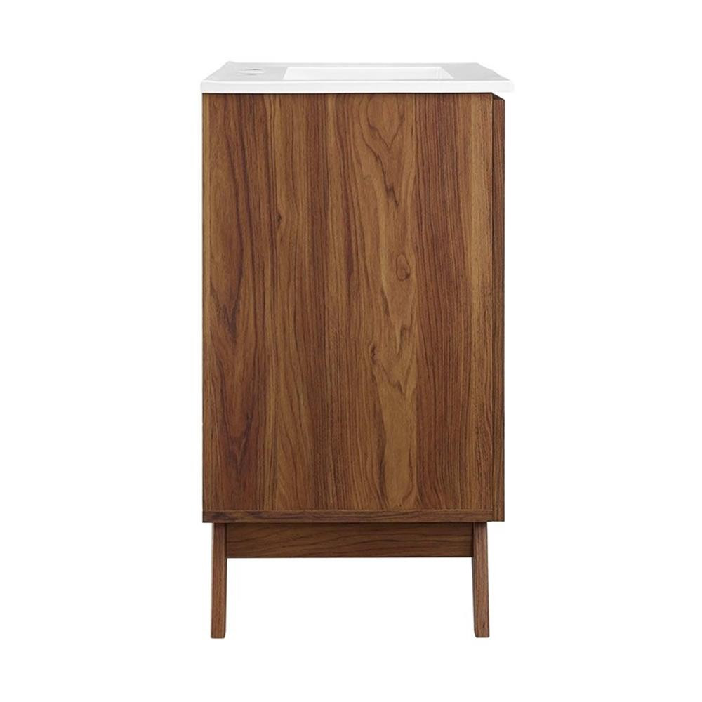 Modway Soma 30″ Modern Wood Bathroom Vanity with Rattan Door in Walnut/White