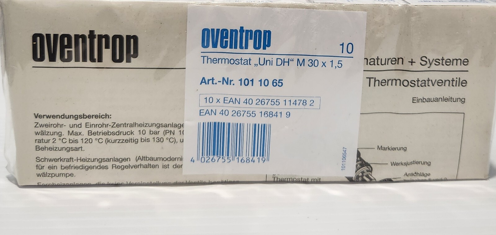 OVENTROP-THERMOSTAAT “UNI DH” M30 X 1, 5-SKU: 101 10 65-ONLY SALE LOTE OF 10 PCS