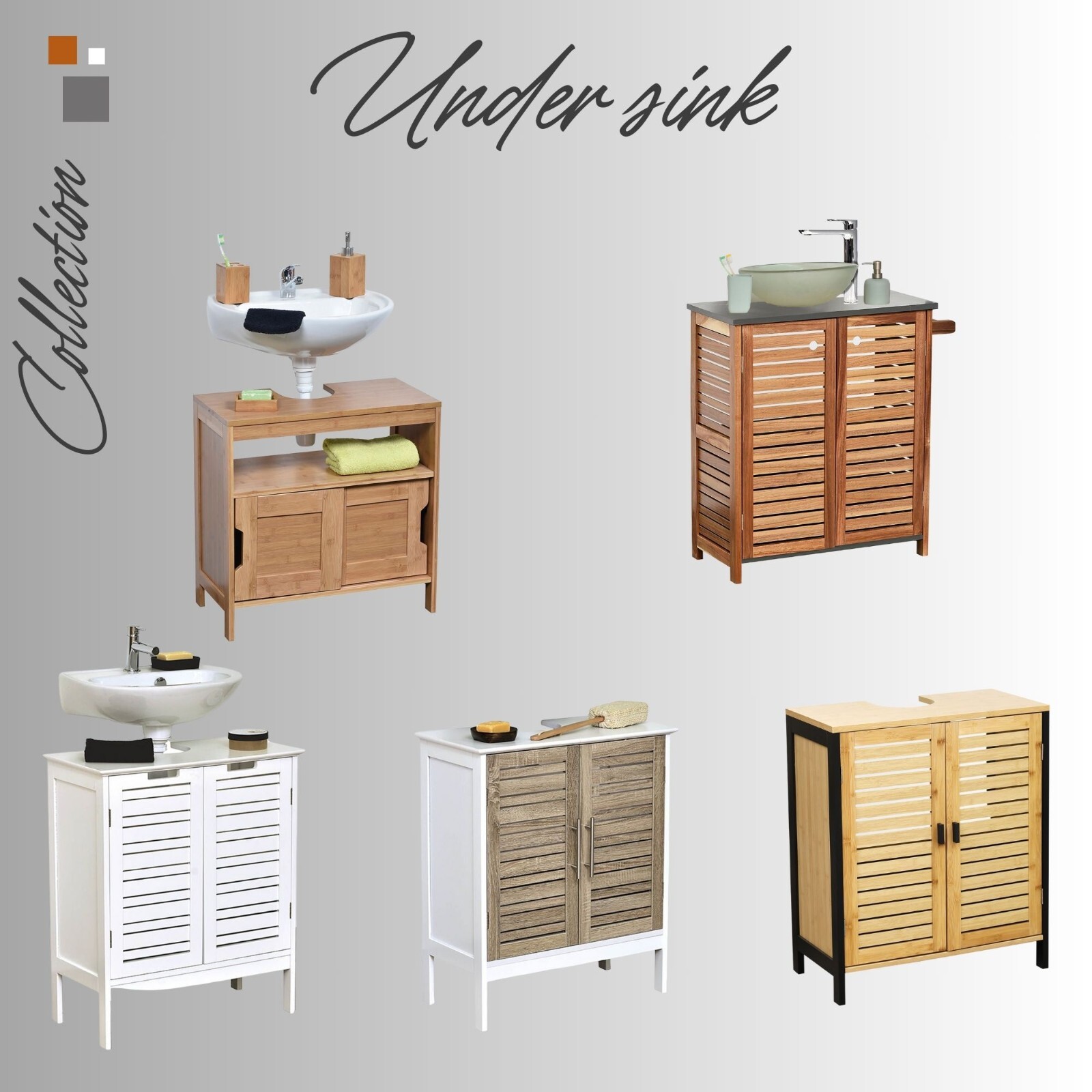 Wall-Mounted Sink Floor Cabinet Non Pedestal Under Sink Storage Vanity 2 Doors