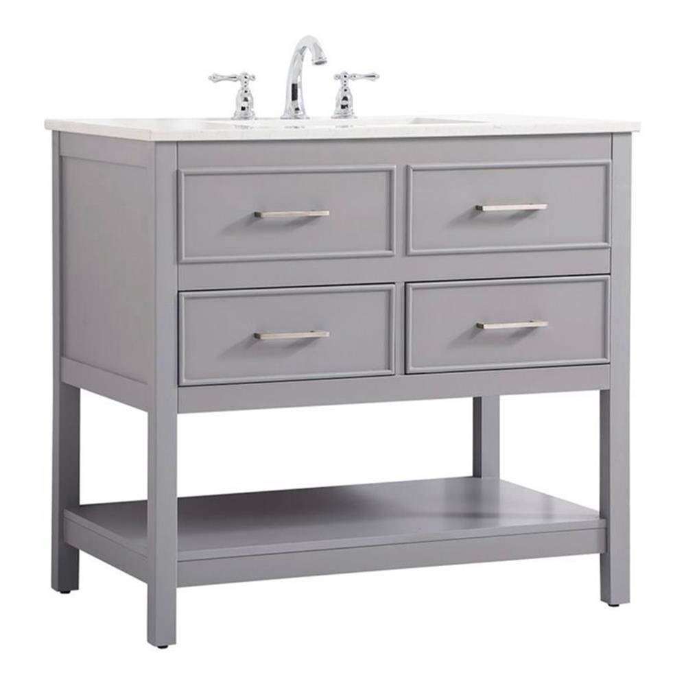 Elegant Decor Sinclaire 36″ Aluminum Alloy & MDF Single Bathroom Vanity in Gray