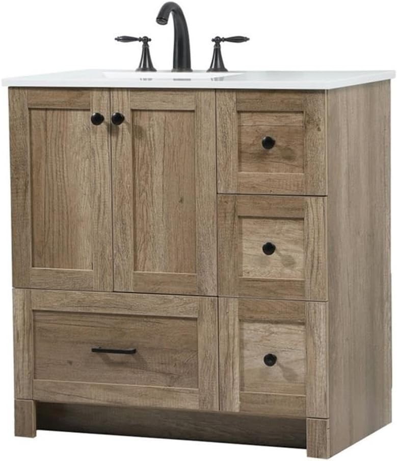 Elegant Kitchen and Bath – VF2832NT – Single Bathroom Vanity in Natural Oak