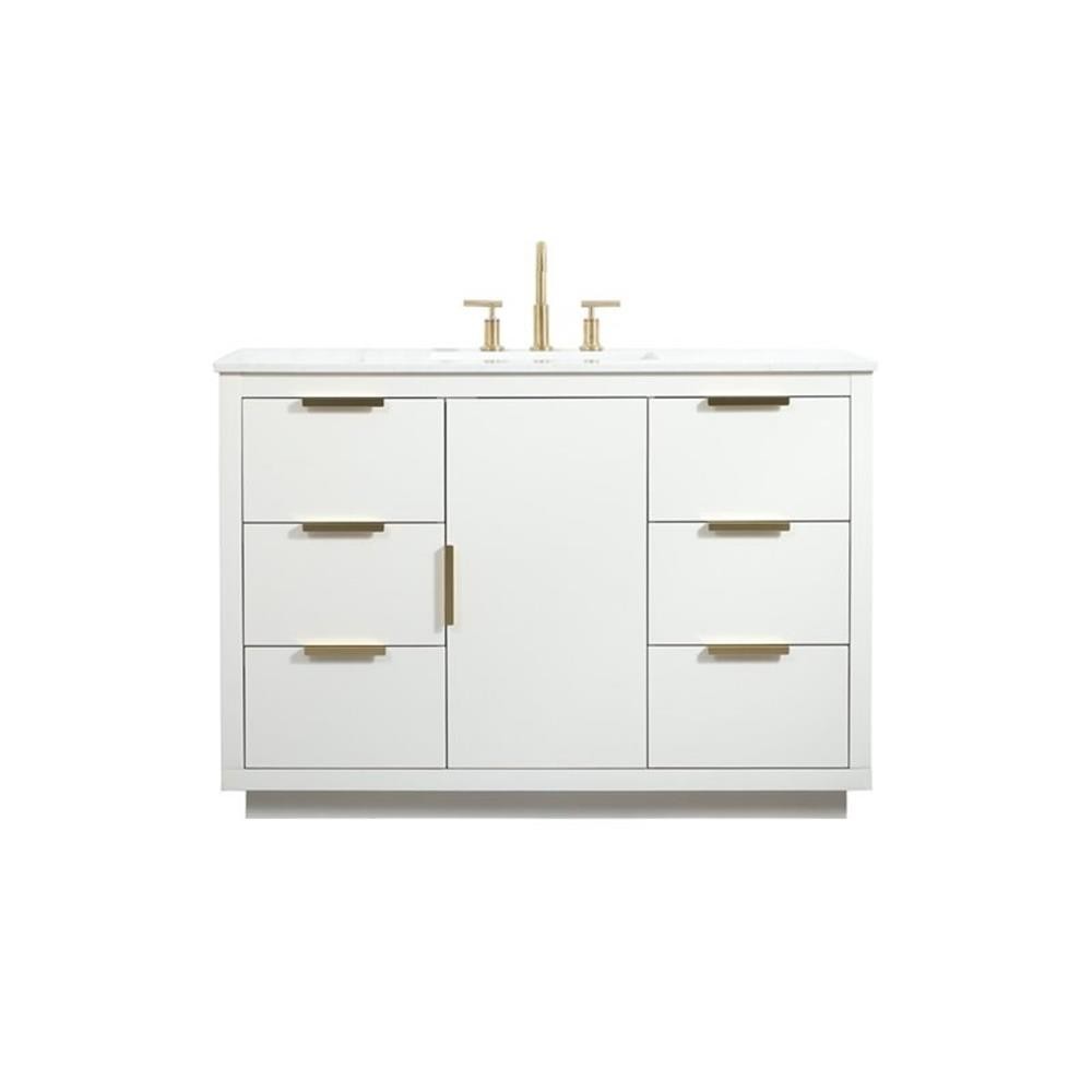 Elegant Decor Blake 48″ Aluminum Alloy MDF Single Bathroom Vanity in White