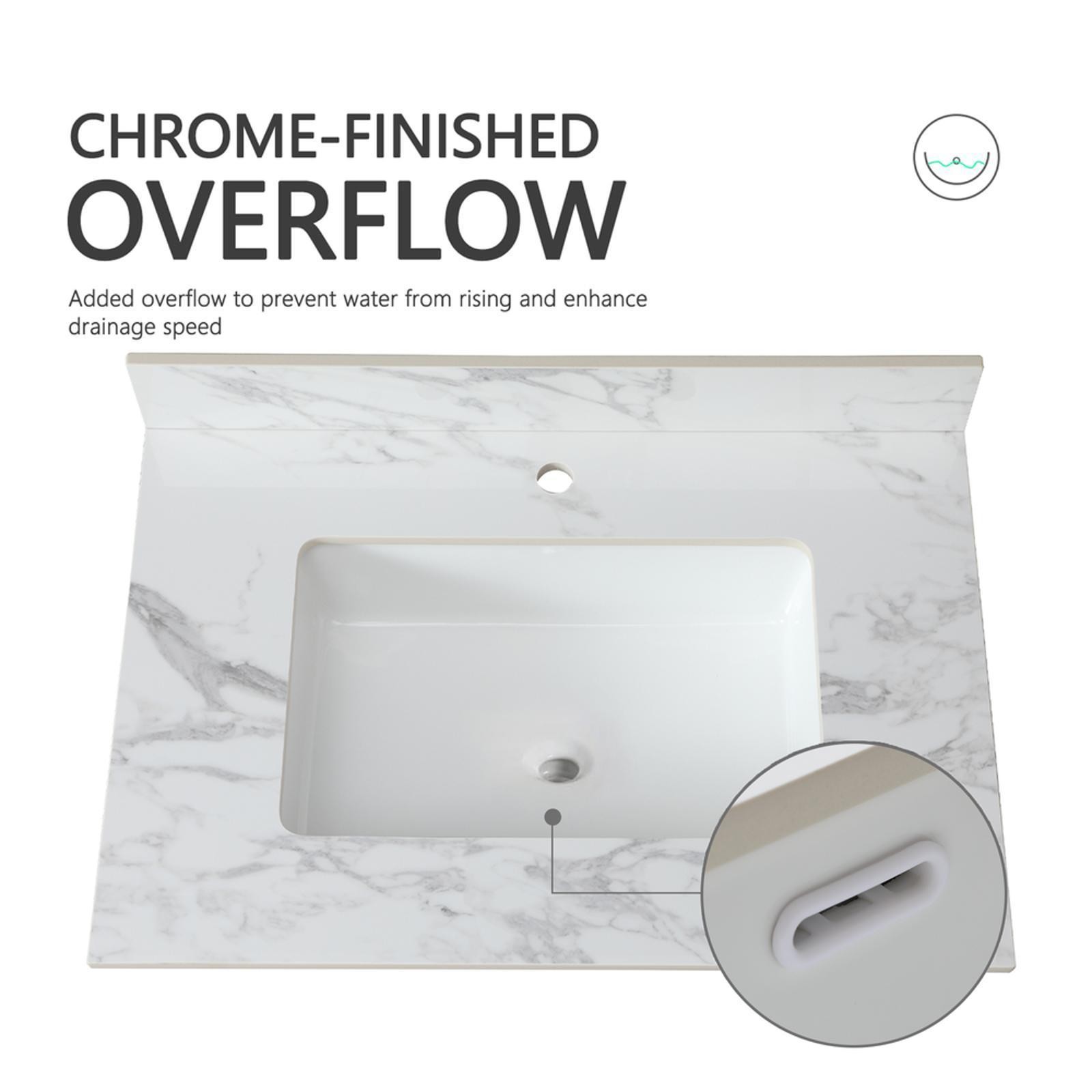 31″x22″Bathroom Vanity Top,sintered stone carra white Barthroom Vanity Sink