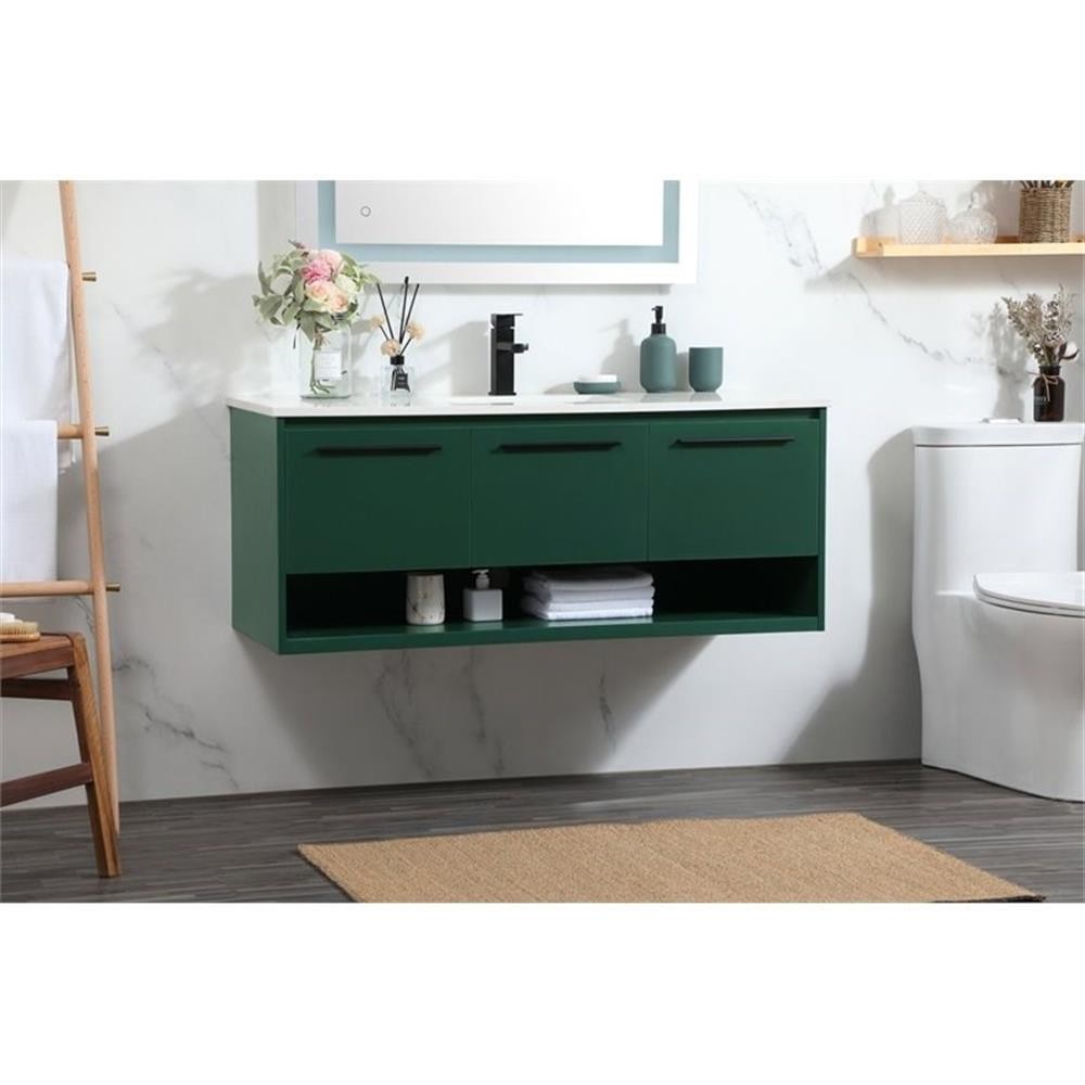 Elegant Decor Roman 48″ Aluminum Alloy MDF Single Bathroom Vanity in Green