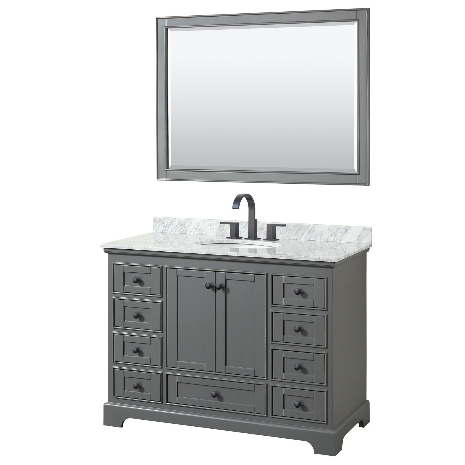 Wyndham Collection WCS202048SCMUNOM46 Deborah 48″ – Dark Gray / White Carrara
