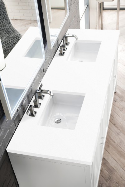 72″ James Martin Athens E645-V72-GW-3WZ Double Vanity Cabinet White Zeus Top