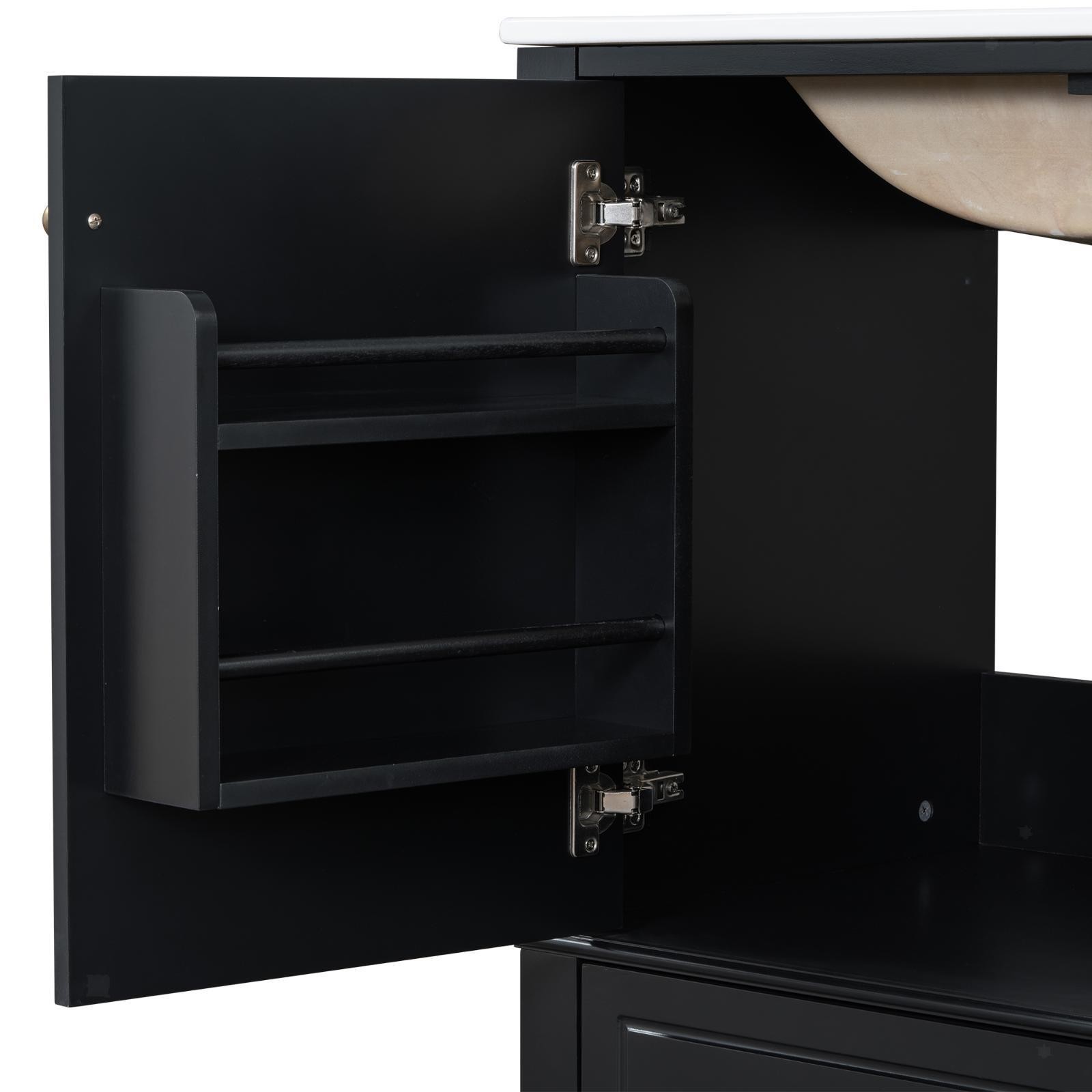 30″ Bathroom Vanity with Sink, Door with Shelf and Three Drawers, Soft Close