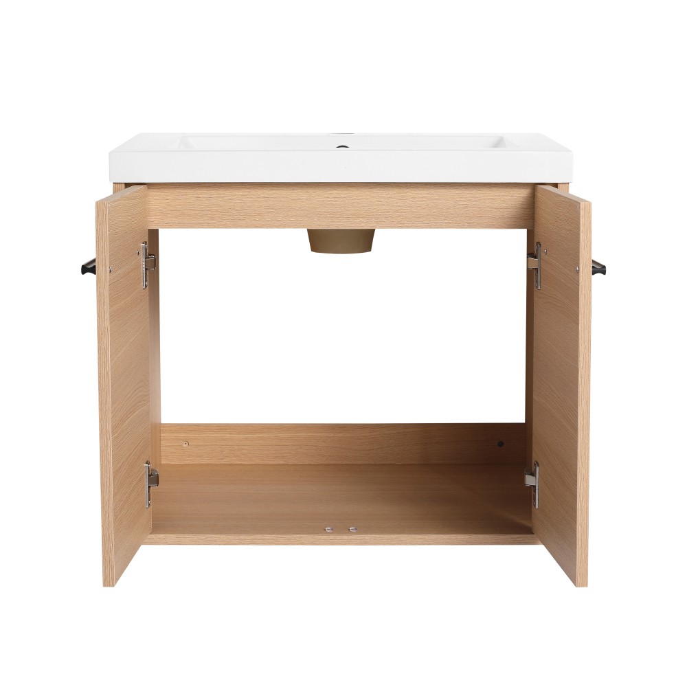 LEVISTAR Oak 24 Inch Bathroom Vanity with resin Countertop Sink