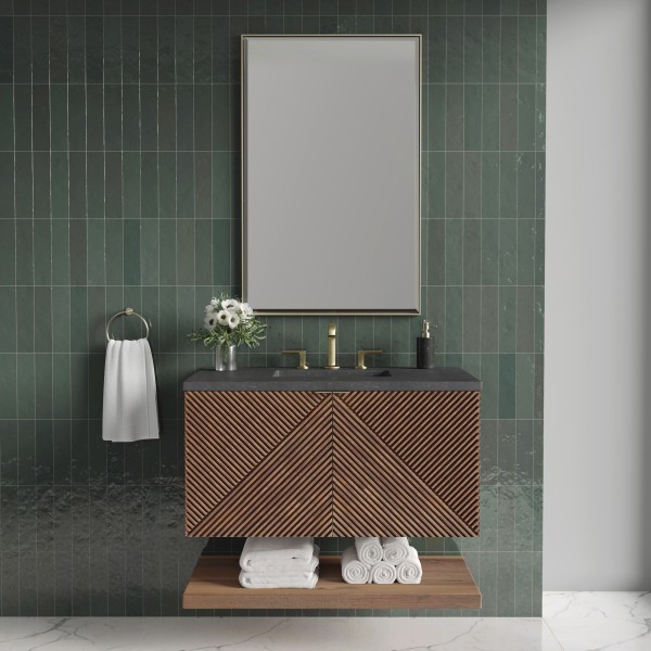 36″James Martin Marcello D200-V36-CSN-3CSP Vanity Cabinet Charcoal Soapstone Top