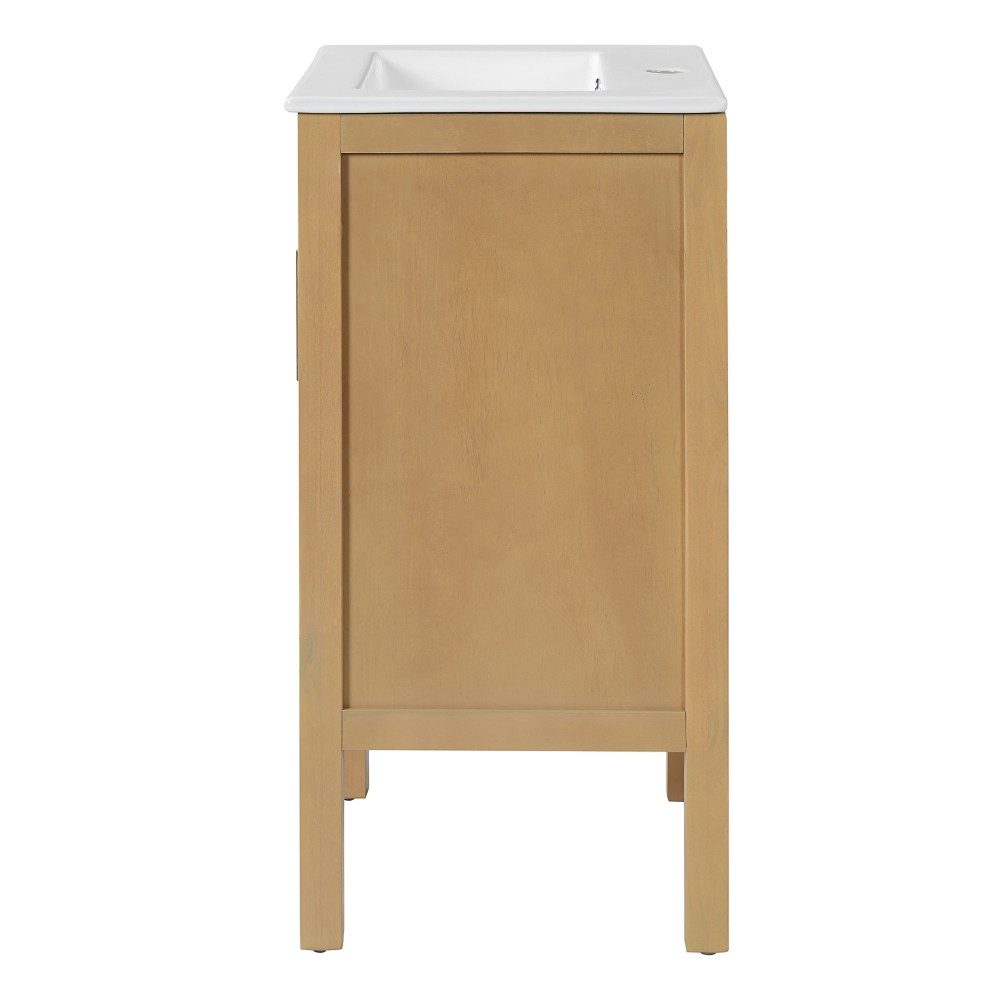 18″ Bathroom Cabinet with Storage, Small Space Solution with Ceramic Sink