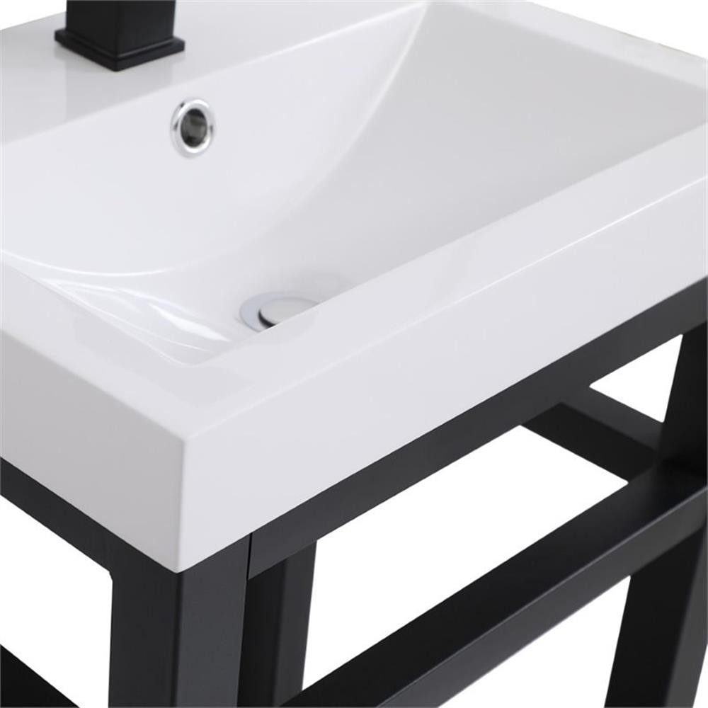 Elegant Decor Raya 18″ Single Resin Top Metal Bathroom Vanity in Black