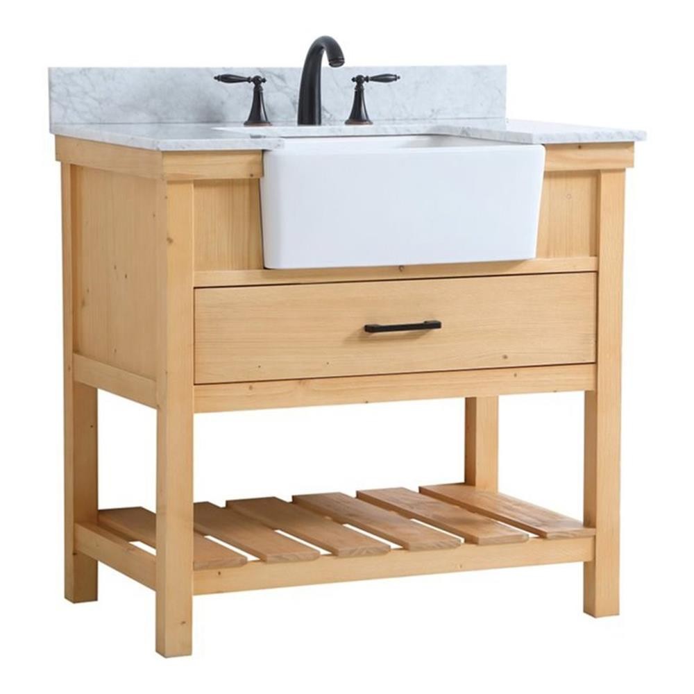 Elegant Decor Clement 36″ Single Bathroom Vanity with Backsplash in Natural Wood