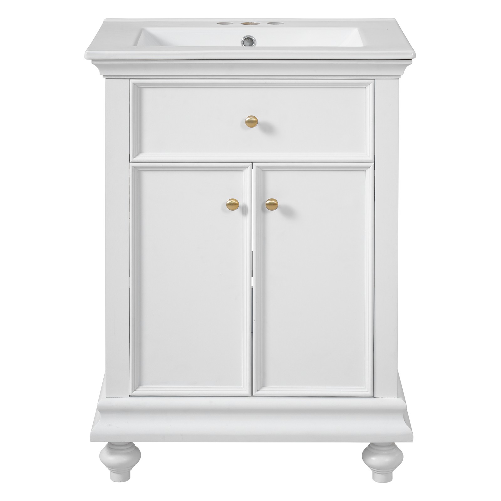 24″ Modern Bathroom Vanity with A Tip-Out Drawer & Soft-Close Hinges White
