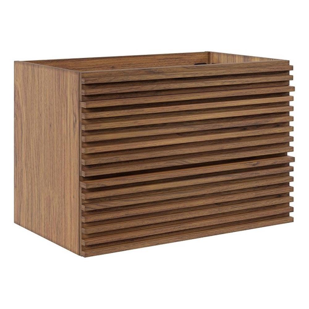 Modway Render 29″ MDF Wood Wall-Mount Bathroom Vanity Cabinet in Walnut