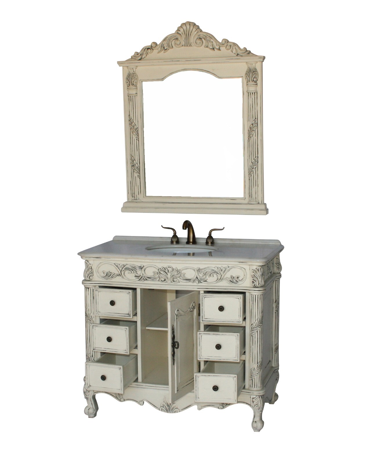 40-Inch Antique Style Single Sink Bathroom Vanity Set with Mirror Model 7640-C