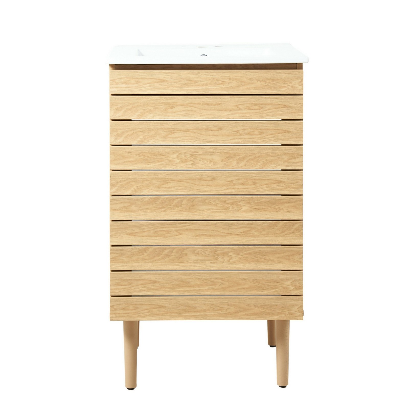 Aubert 20 in. W x 18 in. D x 33 in. H Thick Linear Slat Modern Farmhouse 2-Shelf
