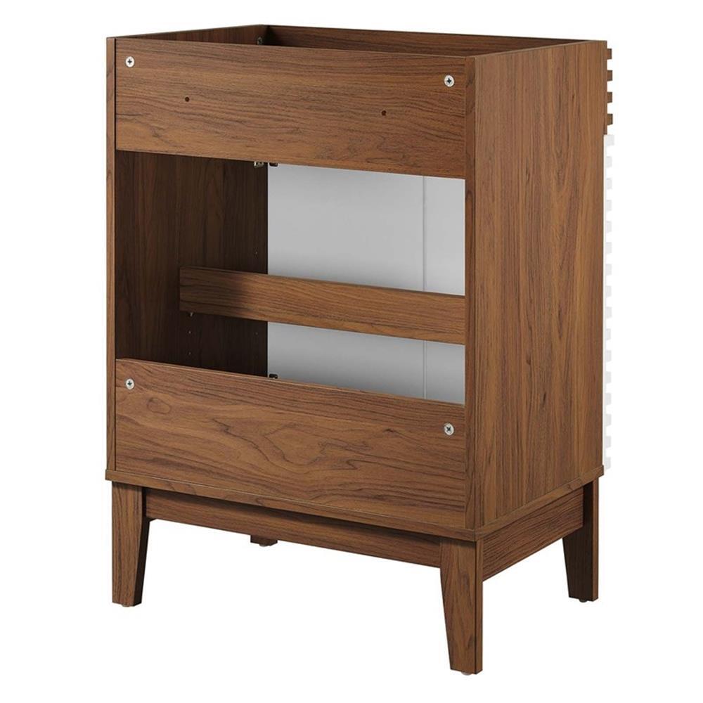 Modway Render Modern Style Wood Bathroom Vanity Cabinet in White/Walnut