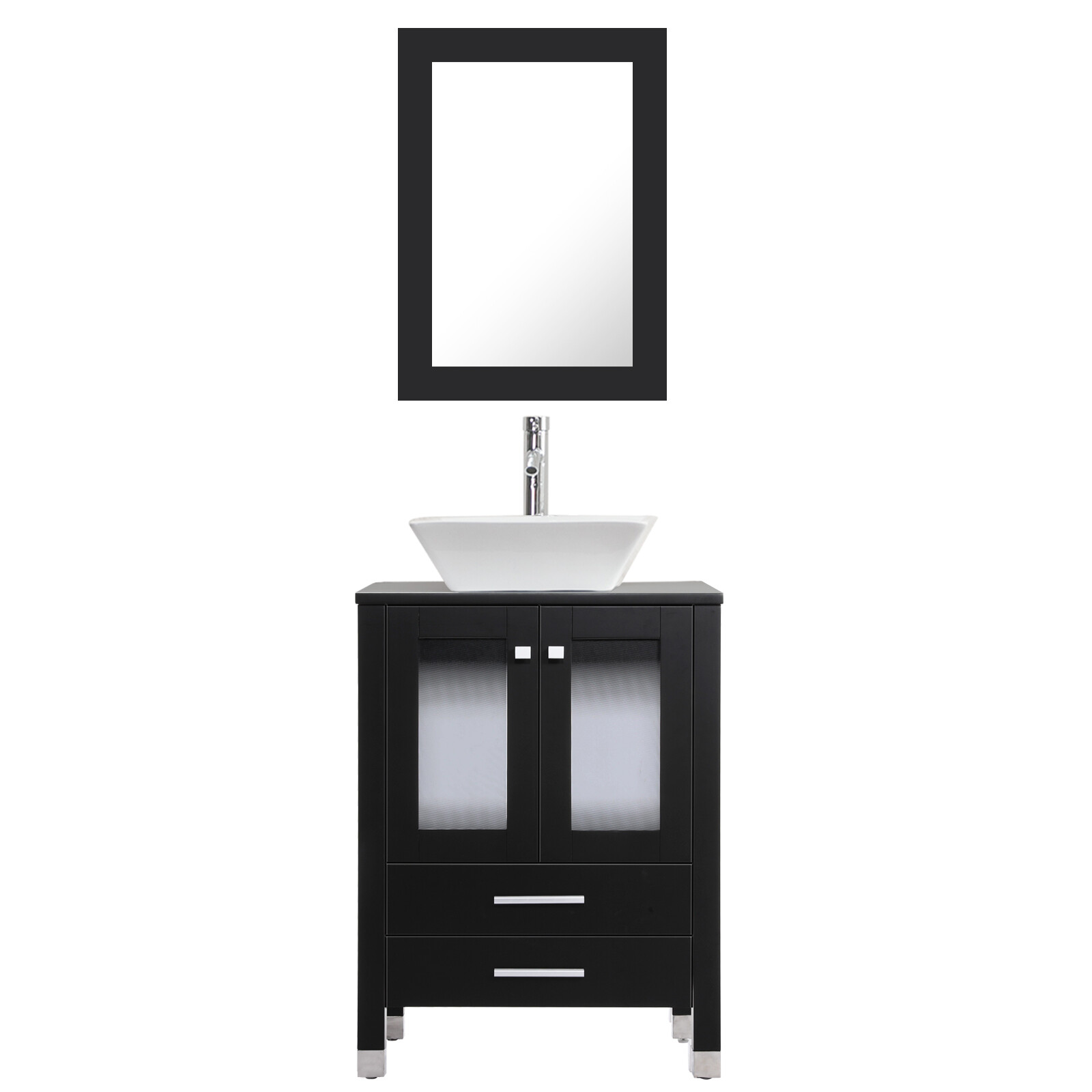 24″ Bathroom Vanity with Sink Storage Cabinet Combo W/ Solid Wood Leg