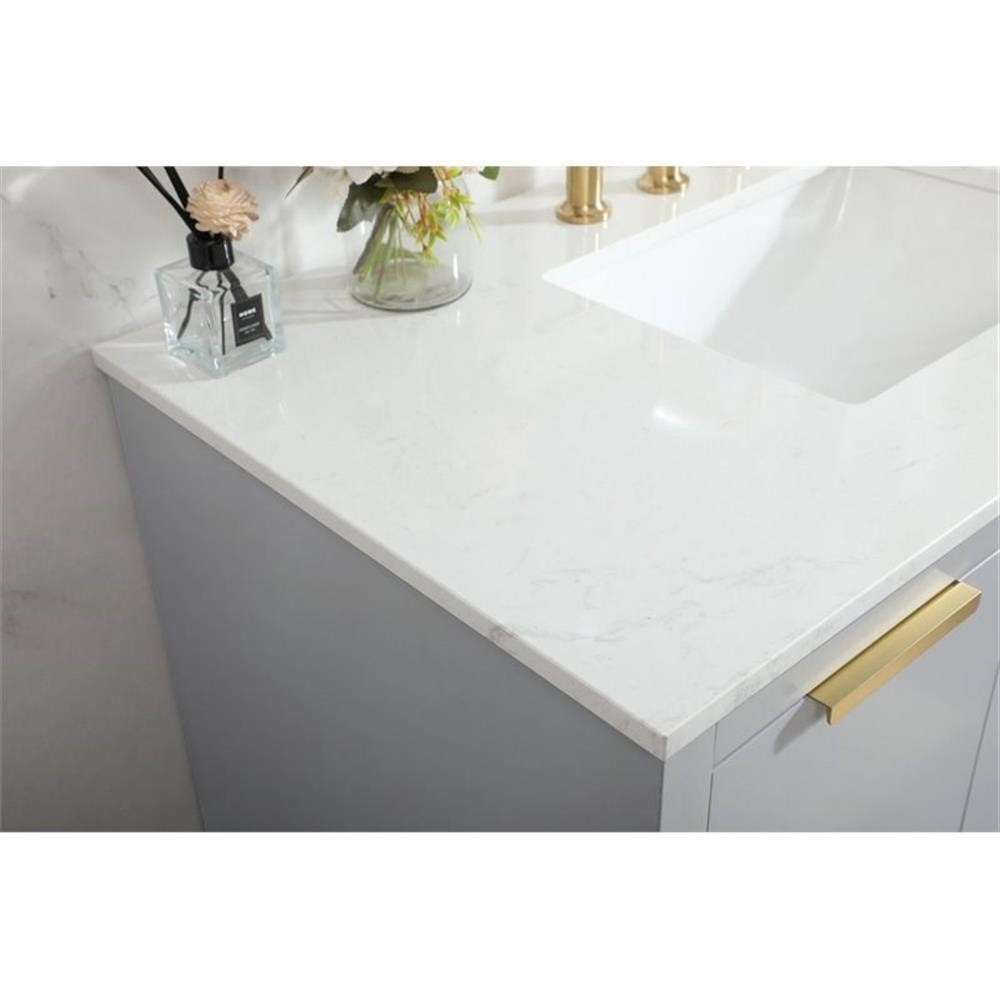 Elegant Decor Blake 42″ Aluminum Alloy MDF Single Bathroom Vanity in Gray