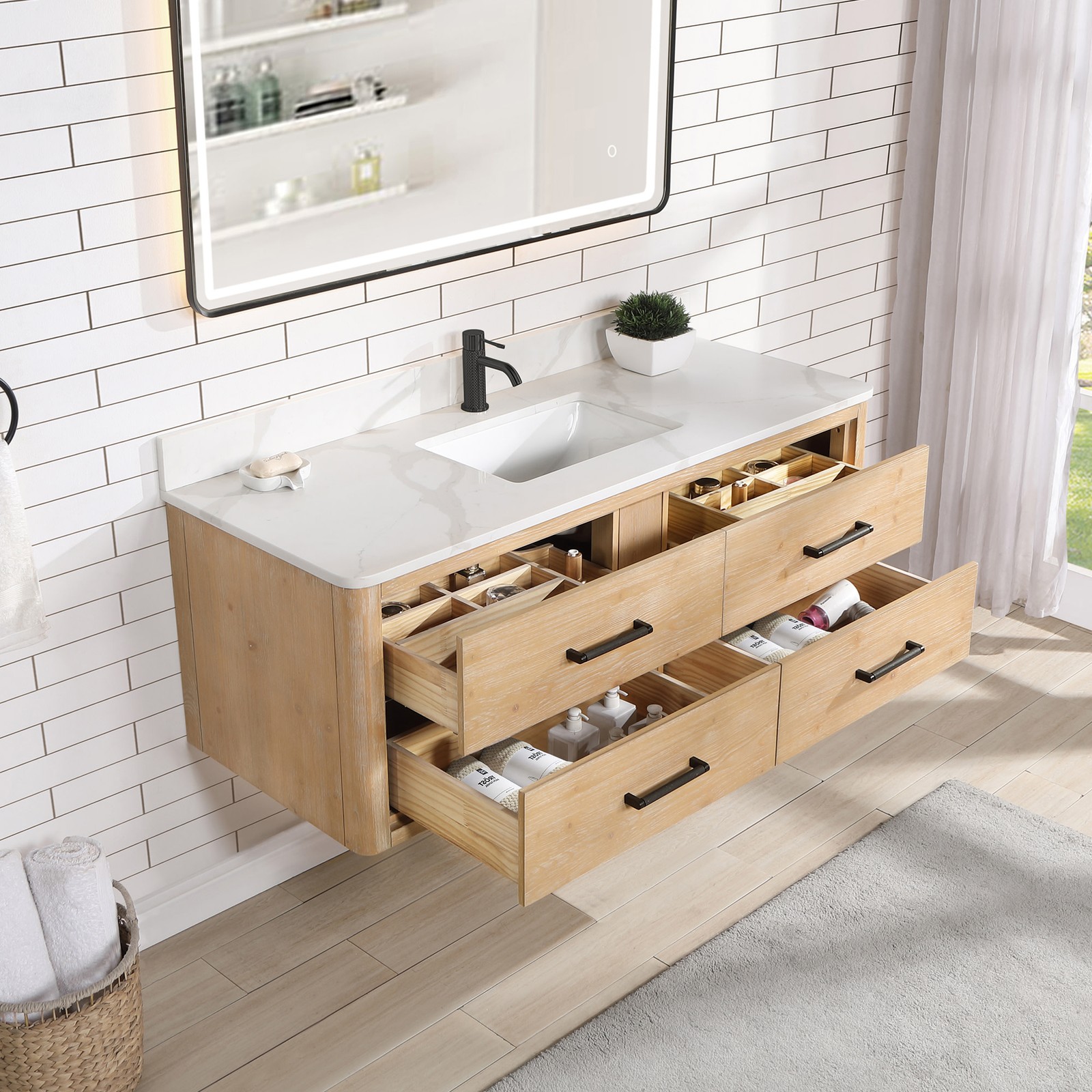Miseno MV-706655 Cristo 54″ Wall Mounted Single Basin Vanity Set – Aged Dark