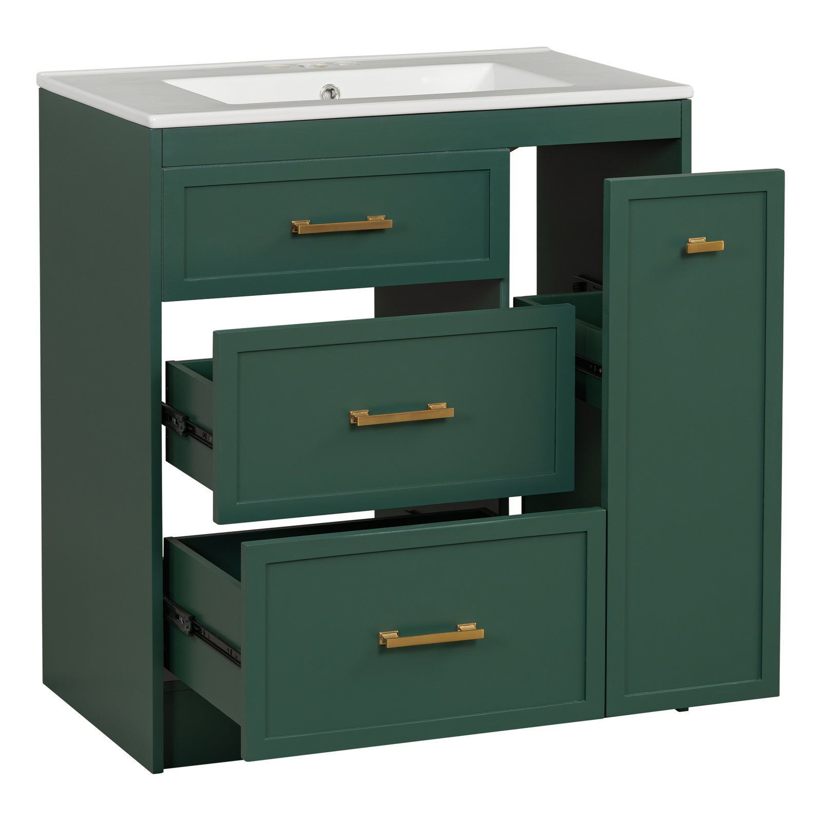 30″ Bathroom Vanity Set Floor Standing Bathroom Storage Cabinet w/Three Drawers
