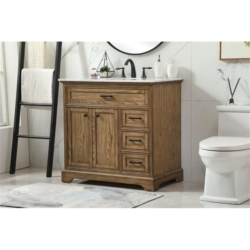 Elegant Decor Americana 36″ Aluminum Alloy Single Bathroom Vanity in Driftwood