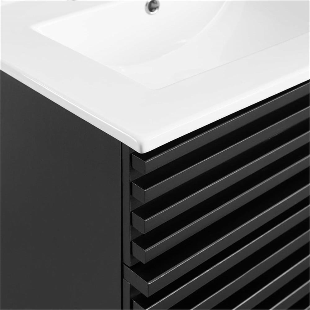 Pemberly Row Contemporary Wood Bathroom Vanity in Black and White