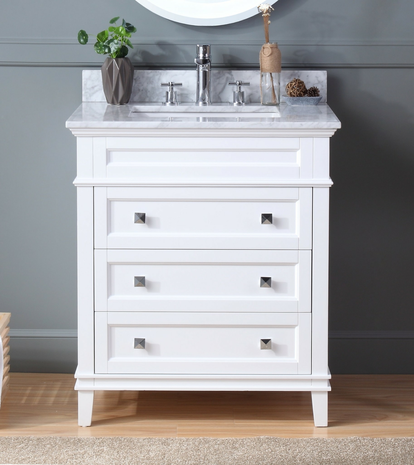 30 inch Felix Contemporary White Sink Bathroom Vanity ZK-1810-V30W